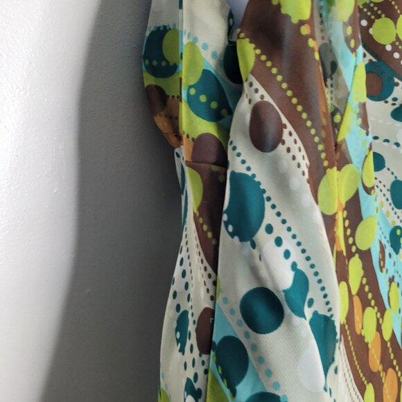 Vintage y2k teal green brown dot print grunge party short dress size 14p - Picture 3 of 8